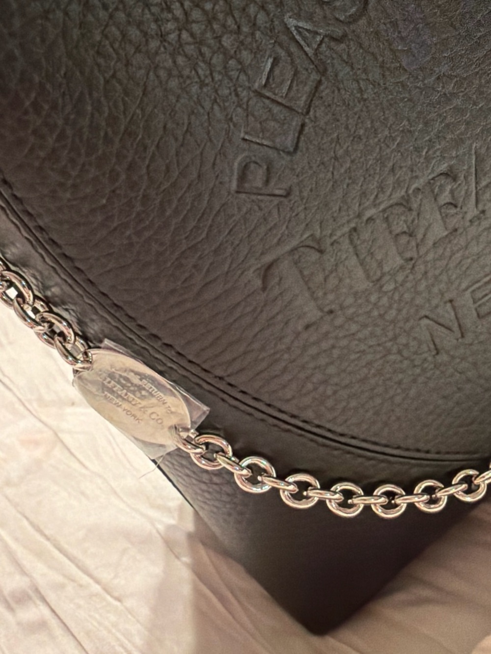 Return To Tiffany Black Leather Heart Mini Tote Bag - Picture 4 of 8